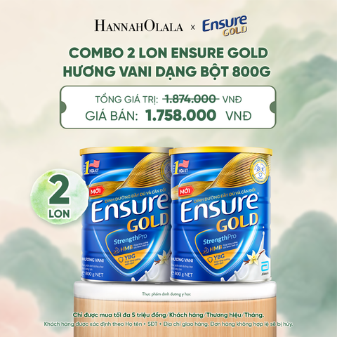  COMBO 2 LON ENSURE GOLD HƯƠNG VANI DẠNG BỘT 800G DEAL 4: - A1564 