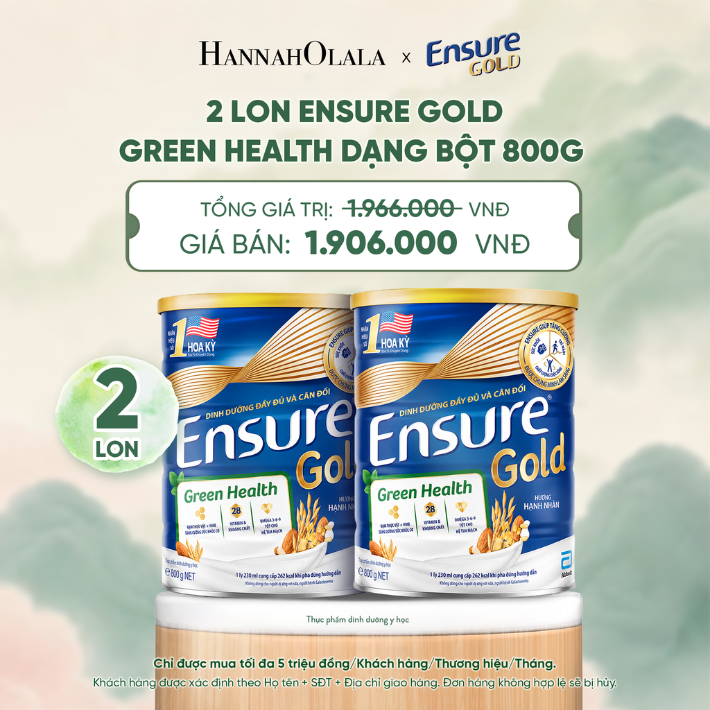  COMBO 2 LON ENSURE GOLD GREEN HEALTH DẠNG BỘT 800G DEAL 6: - A1566 