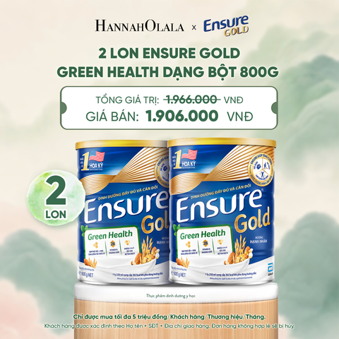  COMBO 2 LON ENSURE GOLD GREEN HEALTH DẠNG BỘT 800G DEAL 6: - A1566 