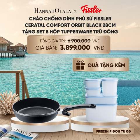  CHẢO CHỐNG DÍNH PHỦ SỨ FISSLER CERATAL COMFORT ORBIT BLACK 28CM TẶNG SET 5 HỘP TUPPERWARE TRỮ ĐÔNG_ D1880 
