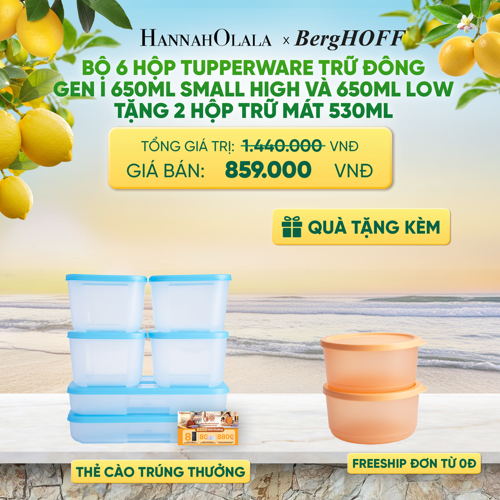  BỘ 6 HỘP ĐỰNG THỰC PHẨM TUPPERWARE TRỮ ĐÔNG GEN I 650ML SMALL HIGH VÀ 650ML LOW TẶNG 2 HỘP TRỮ MÁT - DEAL 56 