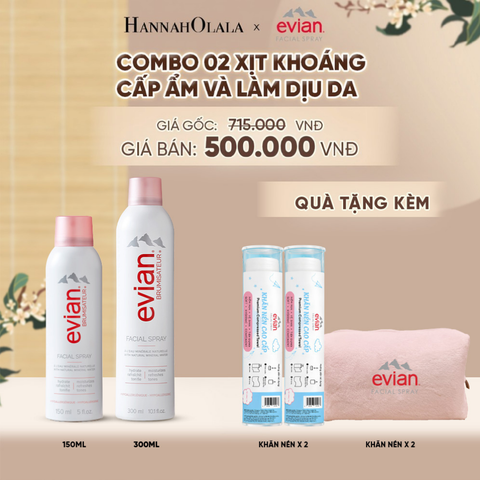  COMBO 2 CHAI XỊT KHOÁNG CẤP ẨM, LÀM DỊU DA EVIAN FACIAL SPRAY 150ML & 300ML - A5050 