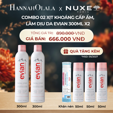  COMBO 2 CHAI XỊT KHOÁNG CẤP ẨM, LÀM DỊU DA EVIAN FACIAL SPRAY 300ML - DEAL 1 - A226 