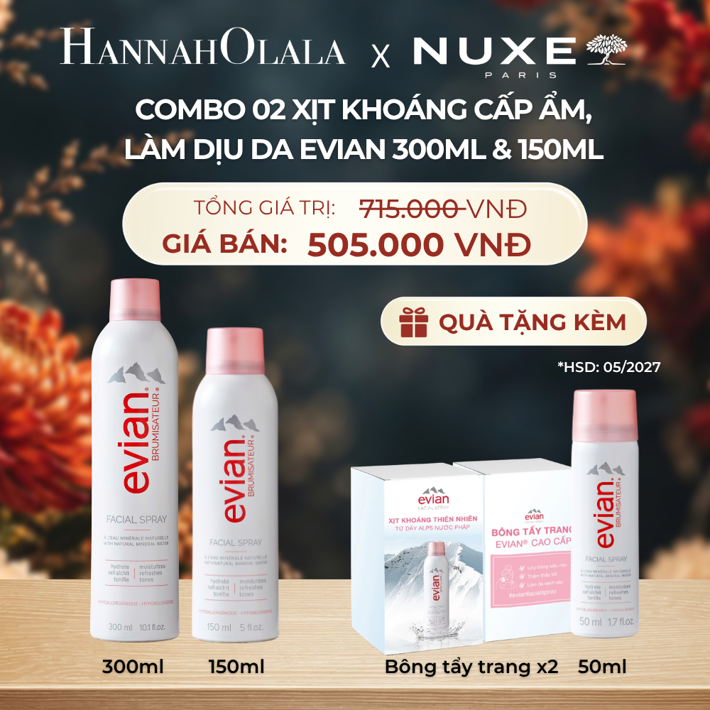  COMBO 2 CHAI XỊT KHOÁNG CẤP ẨM, LÀM DỊU DA EVIAN FACIAL SPRAY 150ML & 300ML - DEAL 2 - A227 