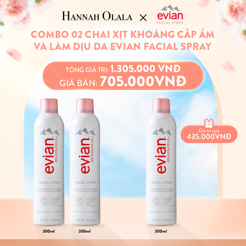  A283_DEAL 1: COMBO 2 CHAI XỊT KHOÁNG CẤP ẨM, LÀM DỊU DA EVIAN FACIAL SPRAY 300ML 