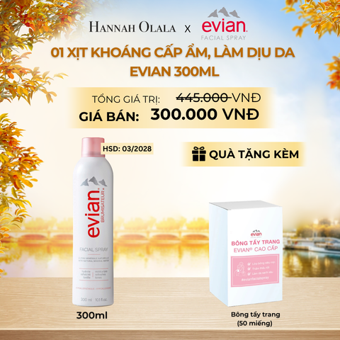  CHAI XỊT KHOÁNG CẤP ẨM, LÀM DỊU DA EVIAN FACIAL SPRAY 300ML - E754 