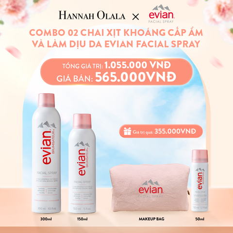 A285_DEAL 3: COMBO 2 CHAI XỊT KHOÁNG CẤP ẨM, LÀM DỊU DA EVIAN FACIAL SPRAY 150ML & 300ML 