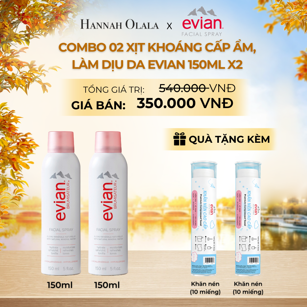  COMBO 2 CHAI XỊT KHOÁNG CẤP ẨM, LÀM DỊU DA EVIAN FACIAL SPRAY 150ML - E757 