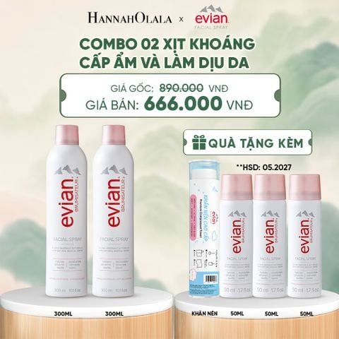  COMBO 2 CHAI XỊT KHOÁNG CẤP ẨM, LÀM DỊU DA EVIAN FACIAL SPRAY 300ML - DEAL 1 - A226 