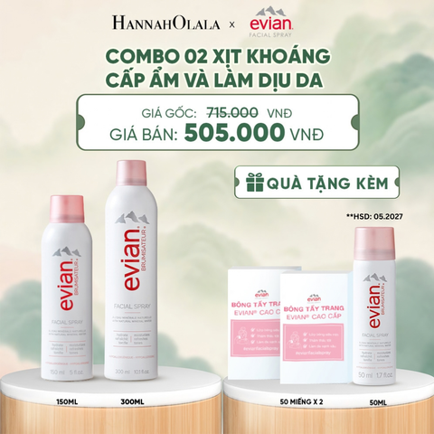  COMBO 2 CHAI XỊT KHOÁNG CẤP ẨM, LÀM DỊU DA EVIAN FACIAL SPRAY 150ML & 300ML - DEAL 2 - A227 