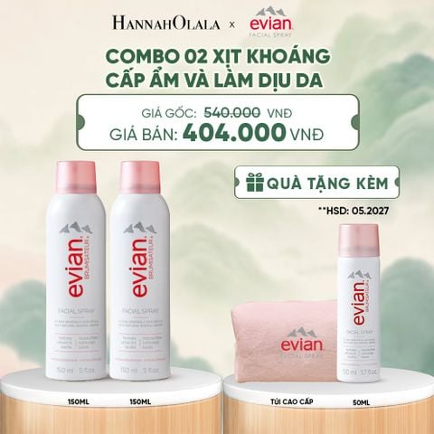  COMBO 2 CHAI XỊT KHOÁNG CẤP ẨM, LÀM DỊU DA EVIAN FACIAL SPRAY 150ML - DEAL 3 - A228 
