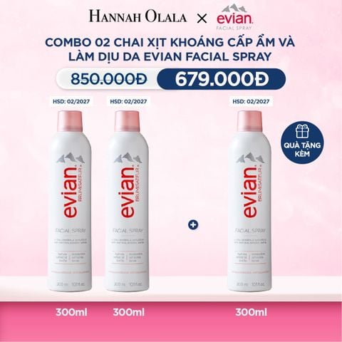  M16_DEAL 1: COMBO 2 CHAI XỊT KHOÁNG CẤP ẨM, LÀM DỊU DA EVIAN FACIAL SPRAY 300ML 