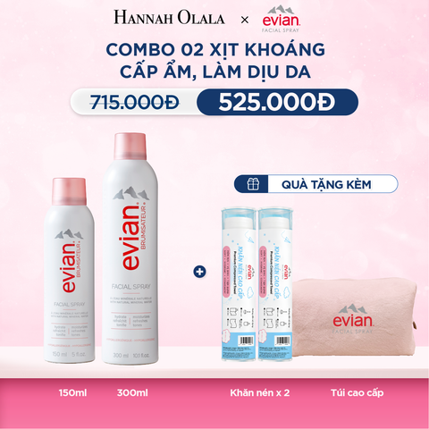  COMBO 2 CHAI XỊT KHOÁNG CẤP ẨM, LÀM DỊU DA EVIAN FACIAL SPRAY 150ML & 300ML - M21 