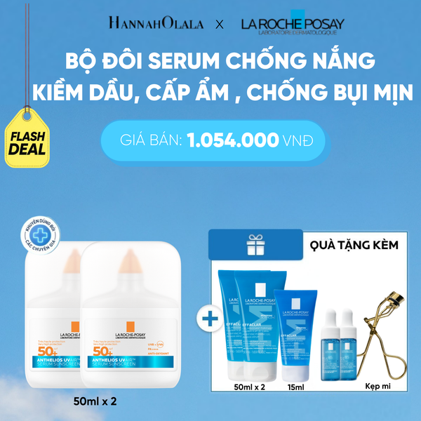  [MỚI] BỘ ĐÔI CHỐNG NẮNG DẠNG SERUM SIÊU MỎNG NHẸ KIỀM DẦU 16H CẤP ẨM 24H CHỐNG BỤI MỊN ANTHELIOS UVAIR SPF50+ 50ML DEAL 18: 