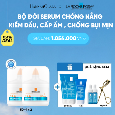  [MỚI] BỘ ĐÔI CHỐNG NẮNG DẠNG SERUM SIÊU MỎNG NHẸ KIỀM DẦU 16H CẤP ẨM 24H CHỐNG BỤI MỊN ANTHELIOS UVAIR SPF50+ 50ML DEAL 18: 