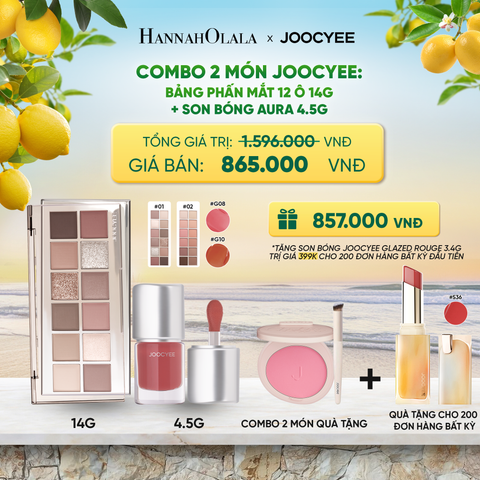  COMBO 2: BẢNG PHẤN MẮT 12 Ô + SON BÓNG AURA - A303 