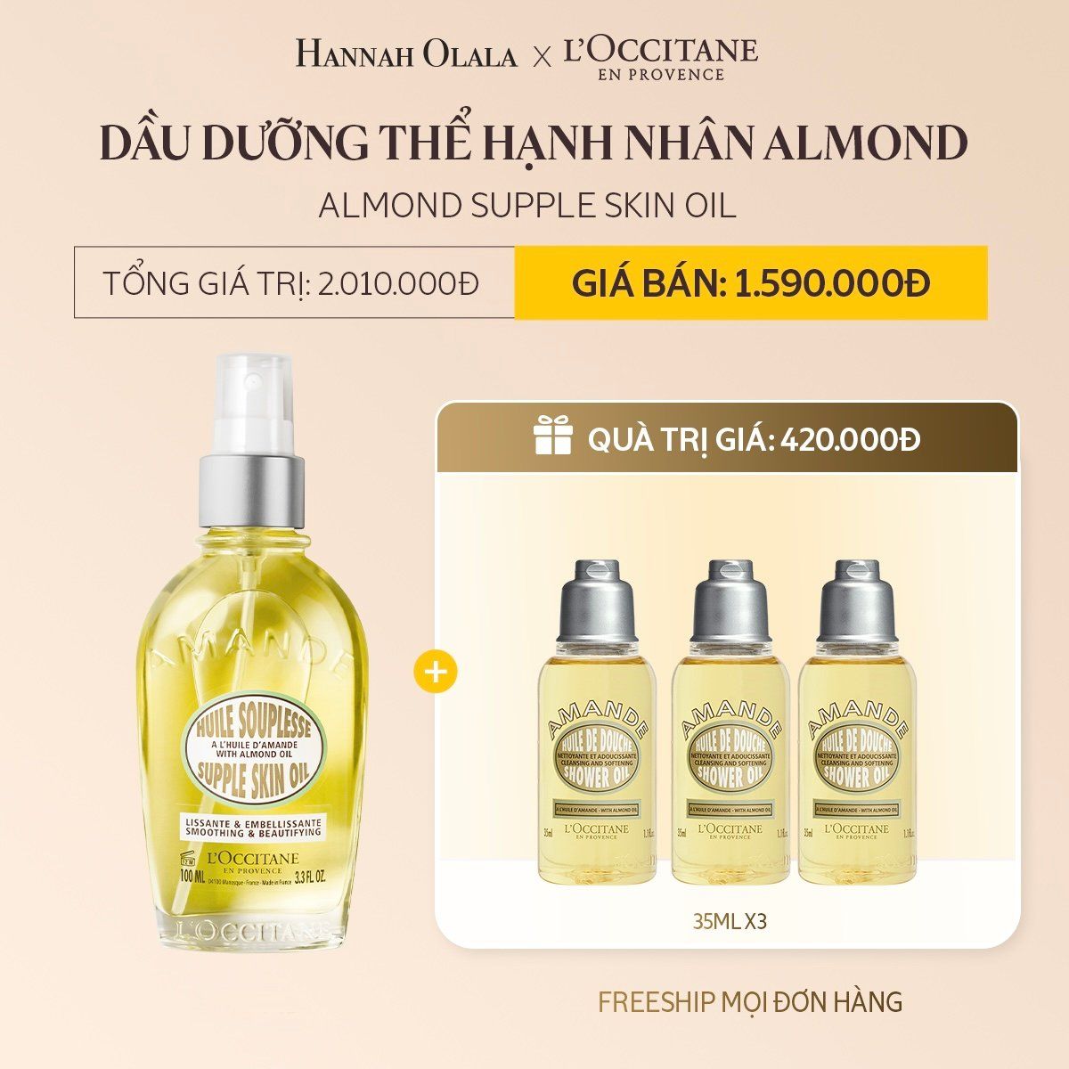  D26_DEAL 21: DẦU DƯỠNG THỂ HẠNH NHÂN ALMOND 100ML 