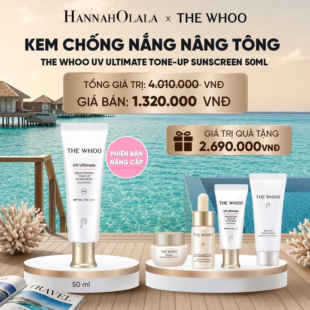  PHIÊN BẢN NÂNG CẤP - BỘ KEM CHỐNG NẮNG NÂNG TÔNG THE WHOO UV ULTIMATE BRIGHTENING TONE-UP SUNSCREEN 50ML_ D271 