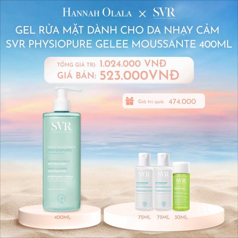 C1070_DEAL 06: GEL RỬA MẶT DÀNH CHO DA NHẠY CẢM SVR PHYSIOPURE GELEE MOUSSANTE DUNG TÍCH 400ML 