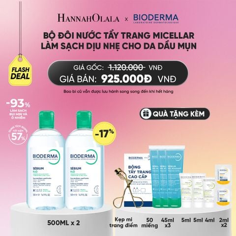  FLASH DEAL BỘ ĐÔI NƯỚC TẨY TRANG CÔNG NGHỆ MICELLAR LÀM SẠCH CHO DA DẦU,MỤN_A2100 