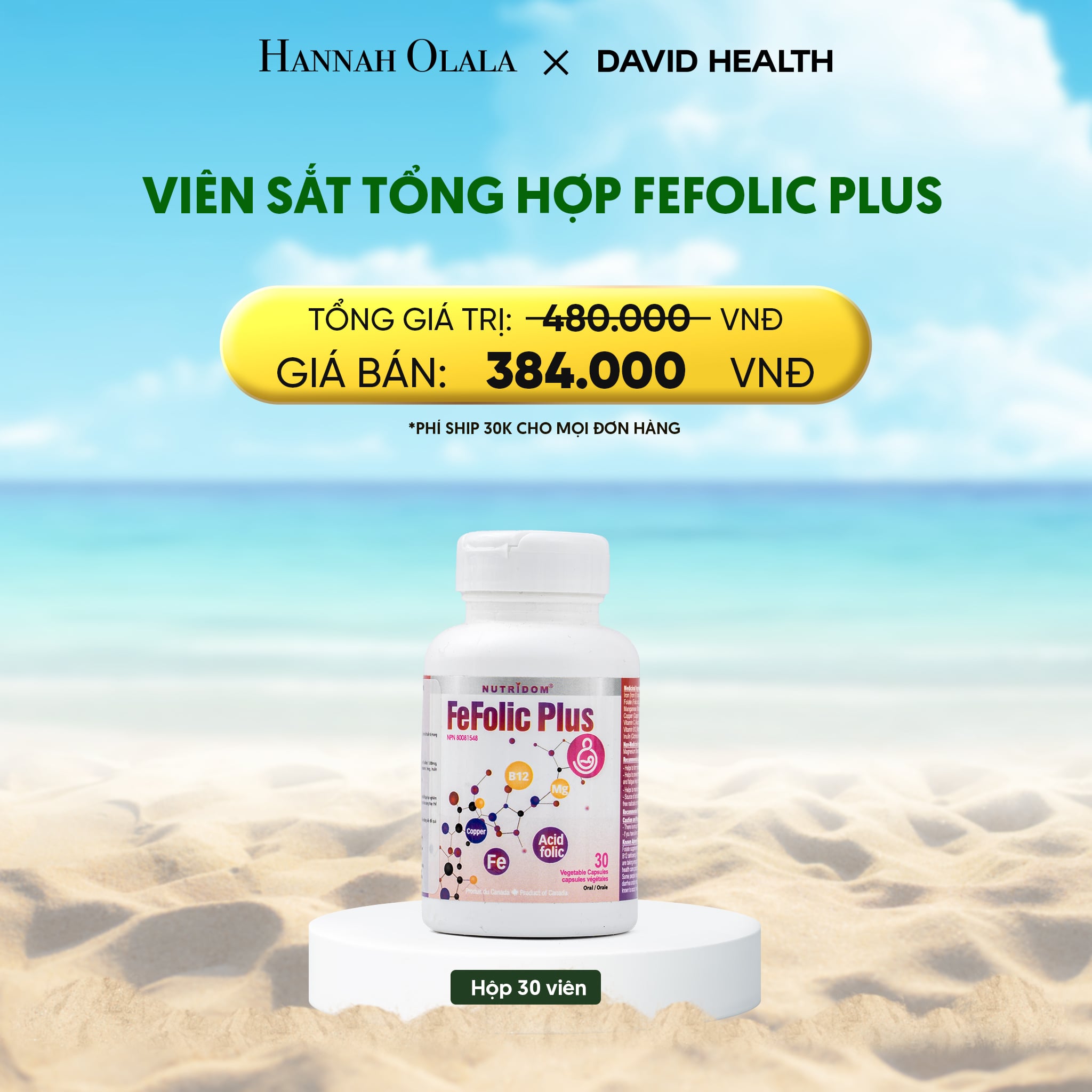 A1400_deal 9: sắt tổng hợp fefolic plus (30 viên)