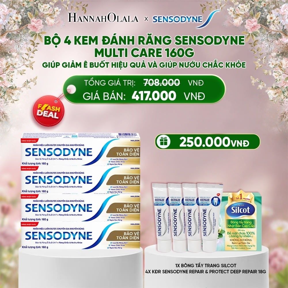  DEAL 9: [FLASH DEAL] BỘ 4 KEM ĐÁNH RĂNG SENSODYNE MULTI CARE 160G GIÚP GIẢM Ê BUỐT HIỆU QUẢ VÀ GIÚP NƯỚU CHẮC KHỎE 