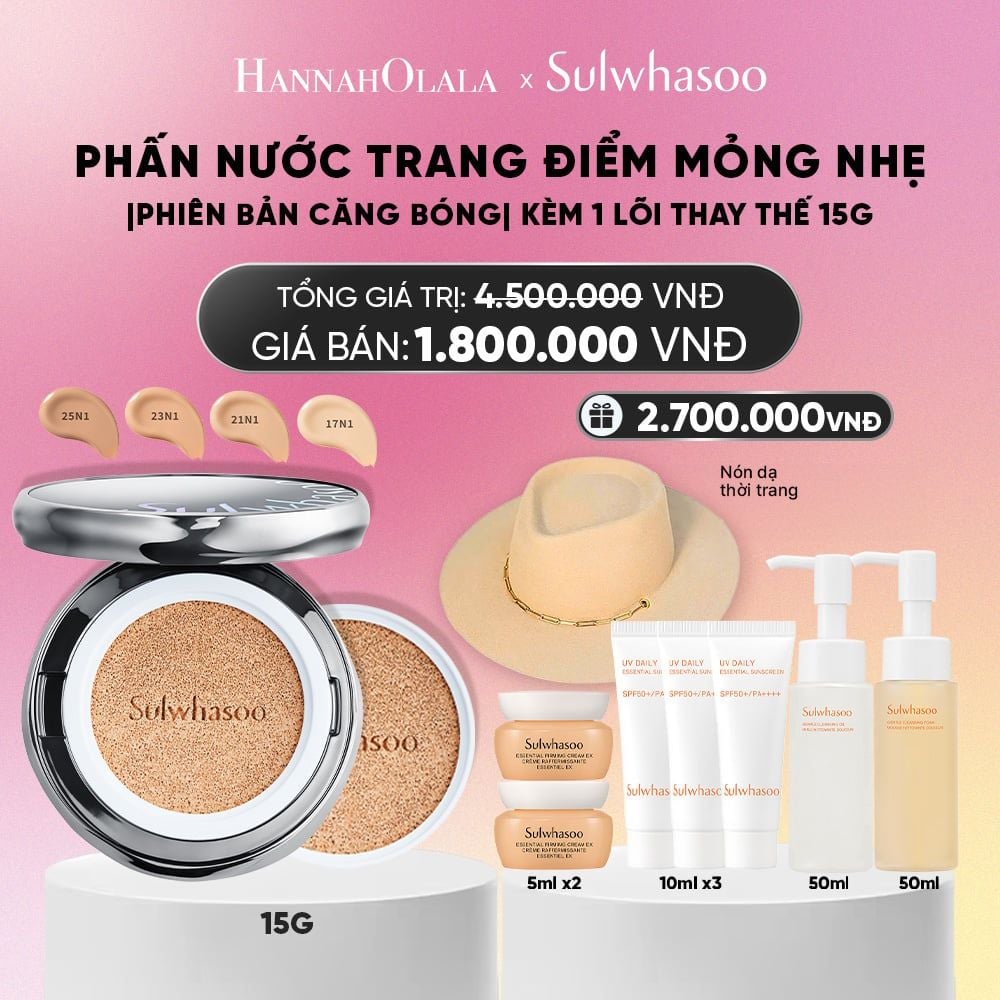  PHẤN NƯỚC TRANG ĐIỂM MỎNG NHẸ SÁNG TRONG (KÈM LÕI THAY THẾ) SULWHASOO PERFECTING CUSHION AIRY 15GX2_A463 