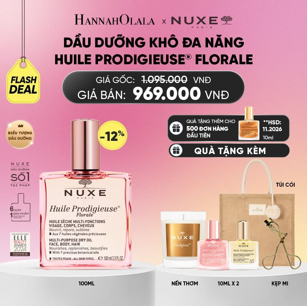  FLASH DEAL DẦU DƯỠNG KHÔ ĐA NĂNG NUXE HUILE PRODIGIEUSE® 100ML (CHỌN HƯƠNG)_A878 