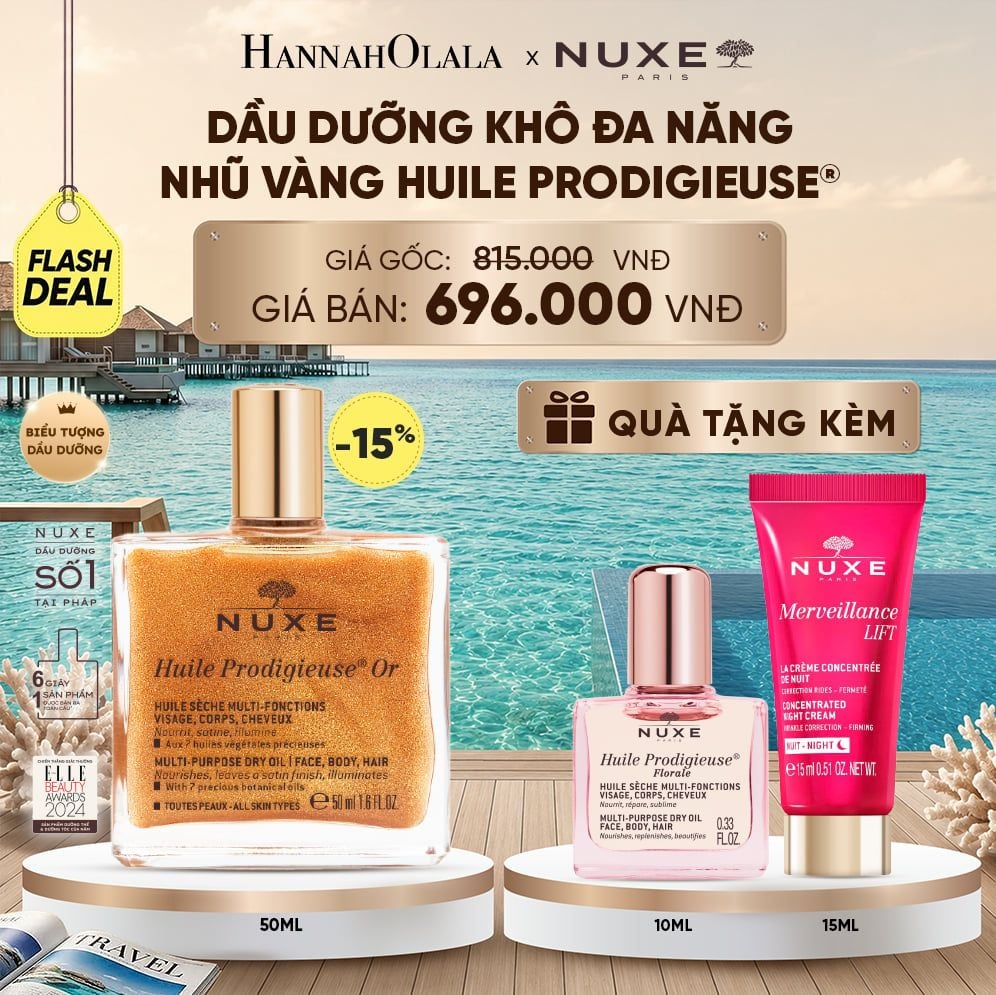  FLASH DEAL DẦU DƯỠNG KHÔ ĐA NĂNG ÁNH NHŨ NUXE HUILE PRODIGIEUSE® SHIMMERING 50ML (CHỌN HƯƠNG) 
