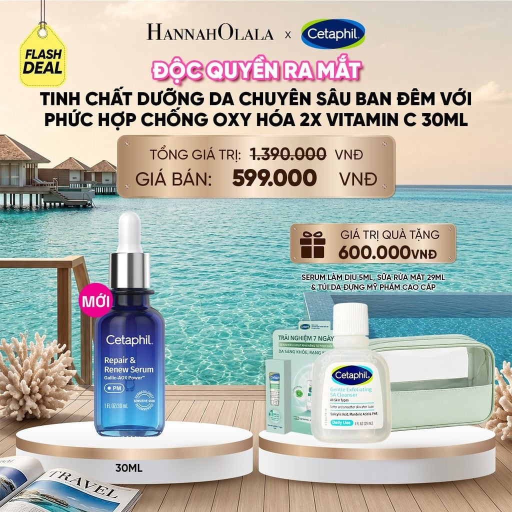  FLASHDEAL 21: SERUM TINH CHẤT DƯỠNG DA CHUYÊN SÂU BAN ĐÊM CETAPHIL REPAIR & RENEW 30ML_ A1949 