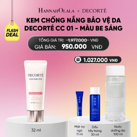  FLASHDEAL 2: KEM CHỐNG NẮNG BẢO VỆ, HIỆU CHỈNH TONE DA DECORTÉ SUN SHELTER_A1795 