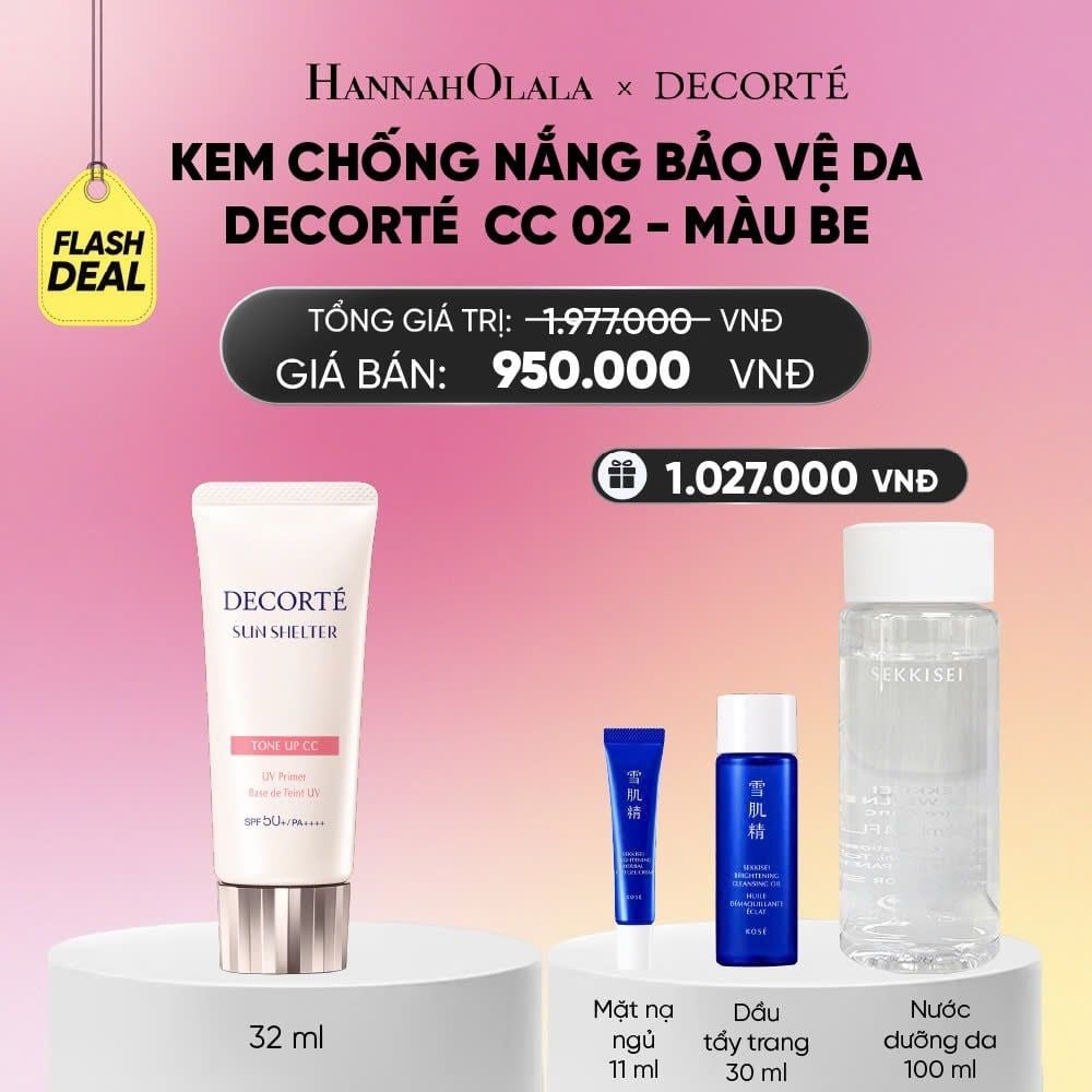  FLASHDEAL 2: KEM CHỐNG NẮNG BẢO VỆ, HIỆU CHỈNH TONE DA DECORTÉ SUN SHELTER_A1795 