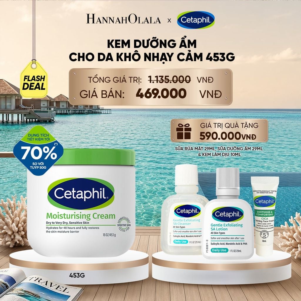  FLASHDEAL 3: KEM DƯỠNG ẨM CHO DA NHẠY CẢM CETAPHIL MOISTURIZING CREAM 453G - PHIÊN BẢN TIẾT KIỆM ĐẾN 70%_ A1948 