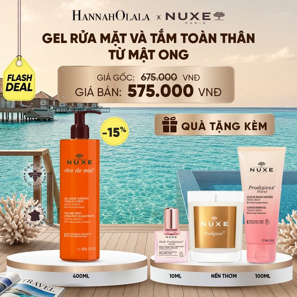  GEL RỬA MẶT VÀ TẮM TOÀN THÂN TỪ MẬT ONG NUXE REVE DE MIEL 400ML 