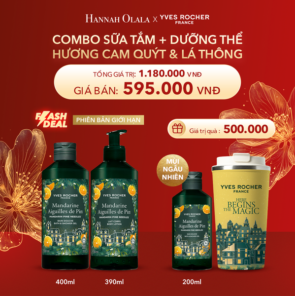  DEAL 3: [PHIÊN BẢN GIỚI HẠN] COMBO SỮA TẮM + DƯỠNG THỂ HƯƠNG CAM QUÝT & LÁ THÔNG TẶNG SỮA TẮM 200ML NGẪU NHIÊN + LY GIỮ NHIỆT PHIÊN BẢN LỄ HỘI 