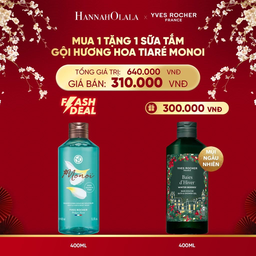  A1491_DEAL 1: MUA 1 TẶNG 1 SỮA TẮM GỘI HƯƠNG HOA TIARÉ MONOI TẶNG SỮA TẮM 400ML MÙI NGẪU NHIÊN 