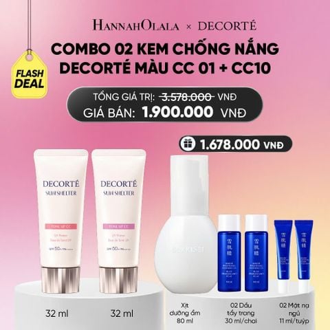  [FLASH DEAL 7]: COMBO 02 KEM CHỐNG NẮNG HIỆU CHỈNH TONE DA DECORTÉ SUN SHELTER_A1804 