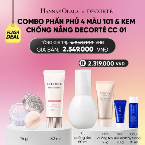  DEAL 9: COMBO PHẤN PHỦ 4 MÀU 101 & KEM CHỐNG NẮNG DECORTÉ SHELTER_A1817 