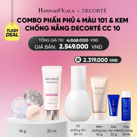  DEAL 9: COMBO PHẤN PHỦ 4 MÀU 101 & KEM CHỐNG NẮNG DECORTÉ SHELTER_A1817 