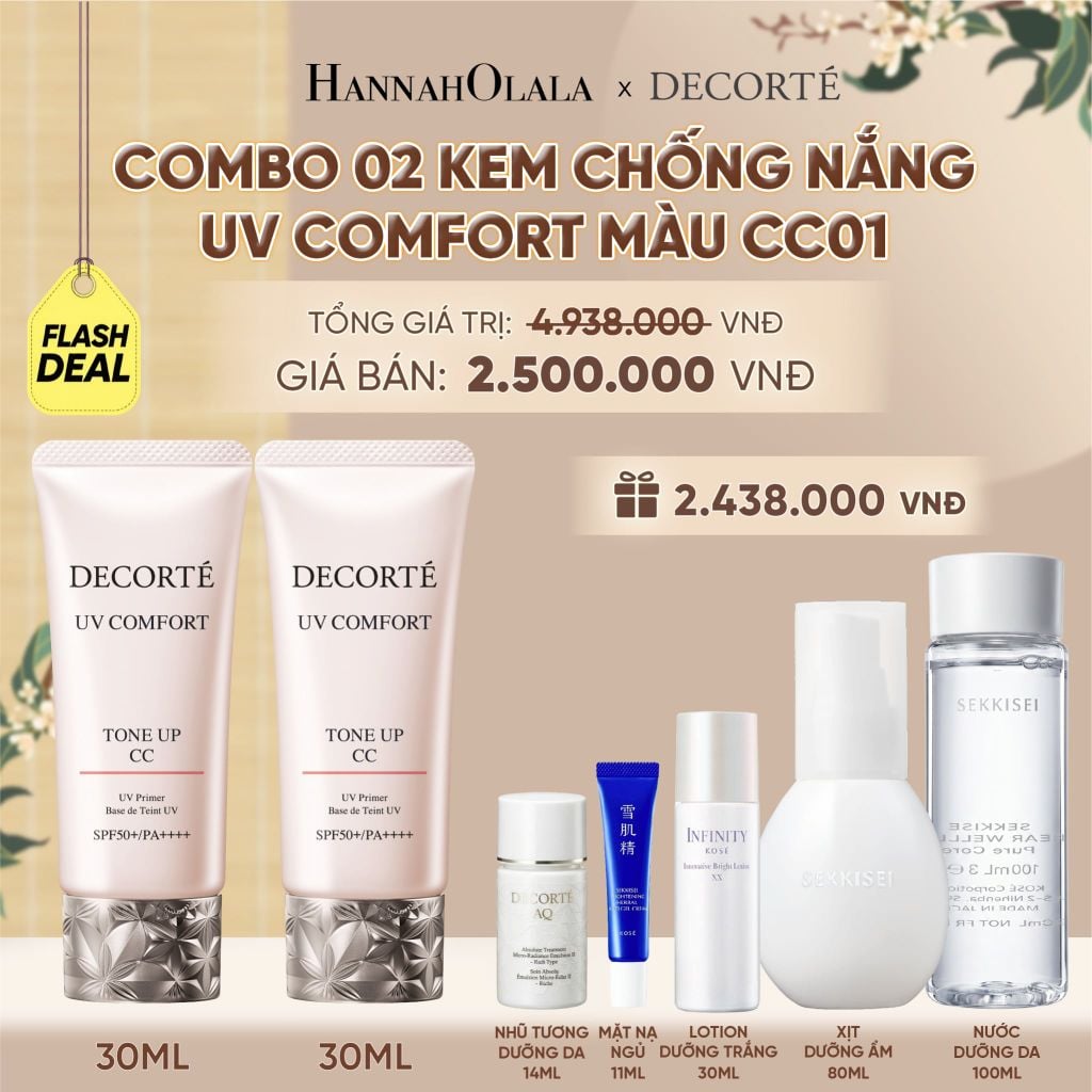  [FLASH DEAL] COMBO 02 KEM CHỐNG NẮNG BẢO VỆ DA DECORTÉ UV COMFORT (BẢN MỚI) - A420 