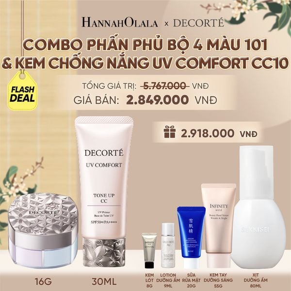  [FLASH DEAL] COMBO PHẤN PHỦ 4 MÀU 101 & KEM CHỐNG NẮNG DECORTÉ UV COMFORT (BẢN MỚI) 