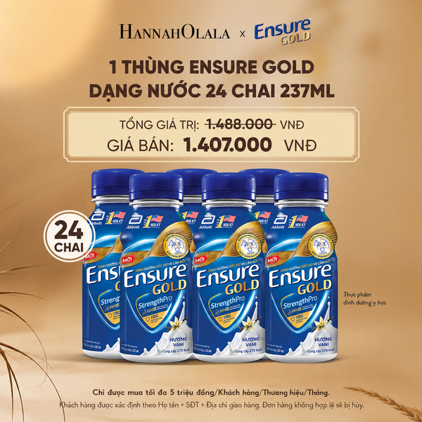  1 THÙNG ENSURE GOLD DẠNG NƯỚC 24 CHAI 237ML DEAL 12: - E147 