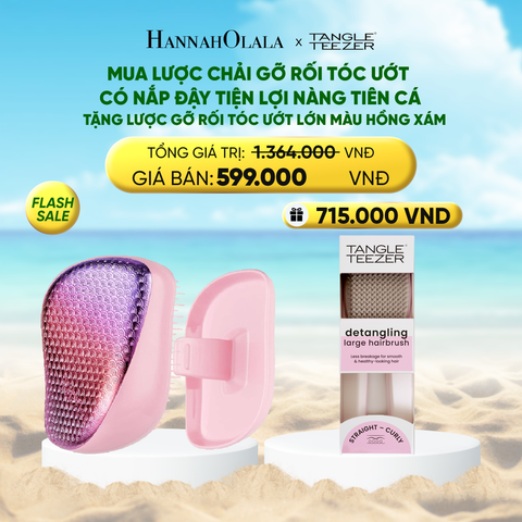  [FLASH SALE] LƯỢC CHẢI GỠ RỐI TÓC ƯỚT CÓ NẮP ĐẬY TIỆN LỢI NÀNG TIÊN CÁ TẶNG LƯỢC GỠ RỐI TÓC ƯỚT LỚN MÀU HỒNG XÁM 