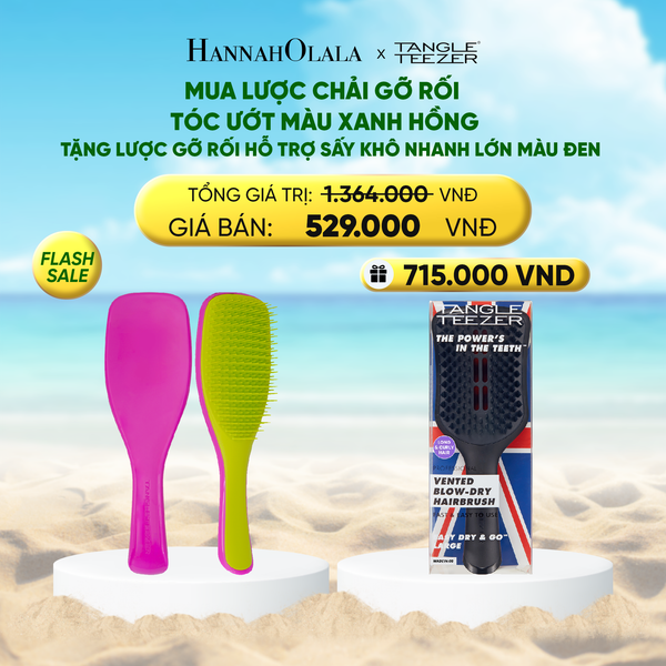  [FLASH SALE] LƯỢC CHẢI GỠ RỐI TÓC ƯỚT MÀU XANH HỒNG TẶNG LƯỢC GỠ RỐI HỖ TRỢ SẤY KHÔ NHANH LỚN MÀU ĐEN 