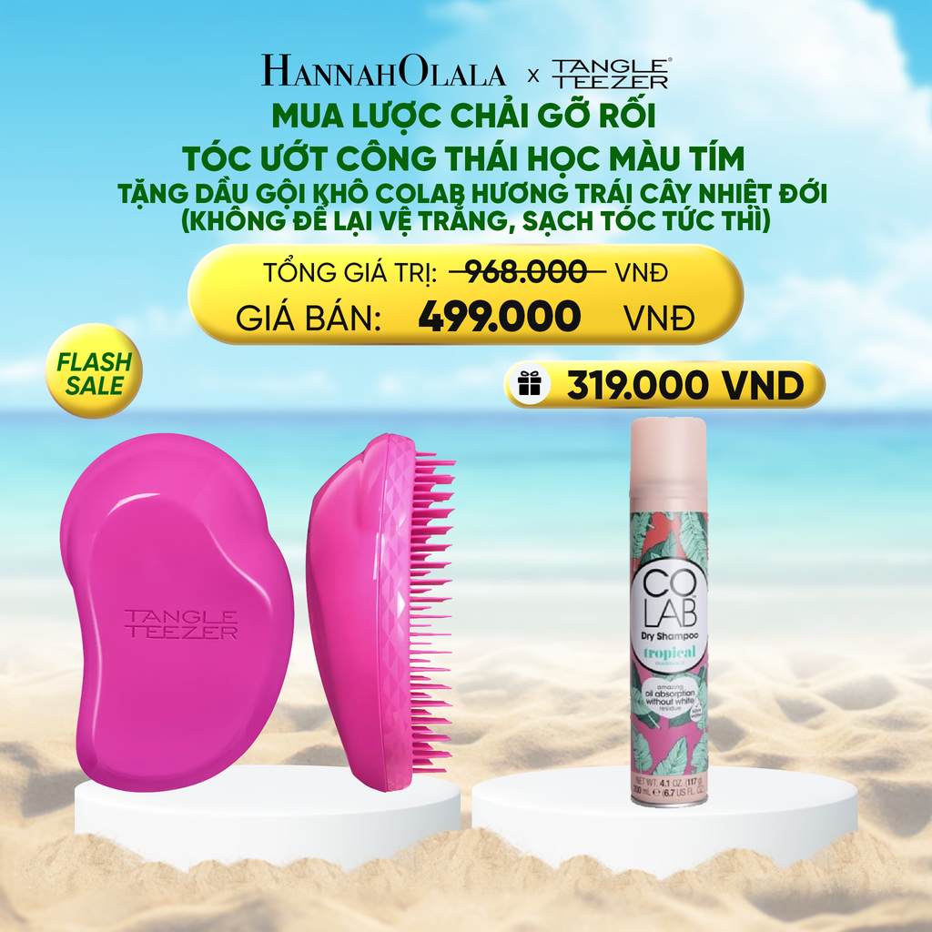  [FLASH SALE] LƯỢC CHẢI GỠ RỐI TÓC ƯỚT CÔNG THÁI HỌC MÀU TÍM TẶNG DẦU GỘI KHÔ COLAB HƯƠNG TRÁI CÂY NHIỆT ĐỚI (KHÔNG ĐỂ LẠI VỆ TRẮNG, SẠCH TÓC TỨC THÌ) 
