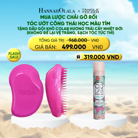  [FLASH SALE] LƯỢC CHẢI GỠ RỐI TÓC ƯỚT CÔNG THÁI HỌC MÀU TÍM TẶNG DẦU GỘI KHÔ COLAB HƯƠNG TRÁI CÂY NHIỆT ĐỚI (KHÔNG ĐỂ LẠI VỆ TRẮNG, SẠCH TÓC TỨC THÌ) 