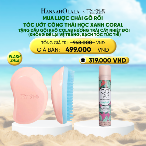  [FLASH SALE] LƯỢC CHẢI GỠ RỐI TÓC ƯỚT CÔNG THÁI HỌC MÀU XANH CORAL TẶNG DẦU GỘI KHÔ COLAB HƯƠNG TRÁI CÂY NHIỆT ĐỚI (KHÔNG ĐỂ LẠI VỆ TRẮNG, SẠCH TÓC TỨC THÌ) 