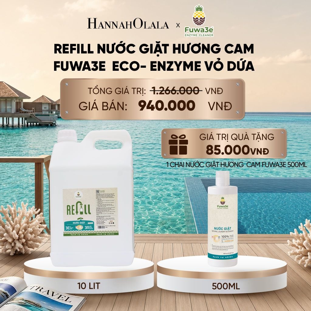  REFILL NƯỚC GIẶT CAM FUWA3E ECO-ENZYME VỎ DỨA 10 LÍT - DEAL 12_ D135 