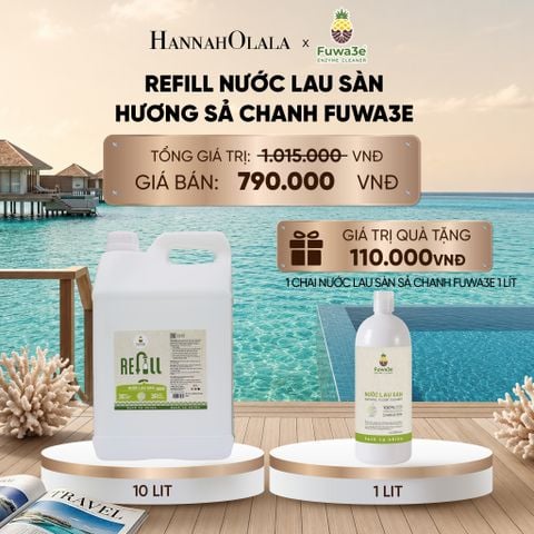  REFILL NƯỚC LAU SÀN SẢ CHANH FUWA3E ECO-ENZYME VỎ DỨA 10 LÍT - DEAL 15_ D150 