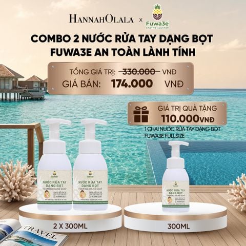  COMBO 2 NƯỚC RỬA TAY DẠNG BỌT FUWA3E 100% ECO - ENZYME TỪ VỎ DỨA 300ML - DEAL 17_ D142 